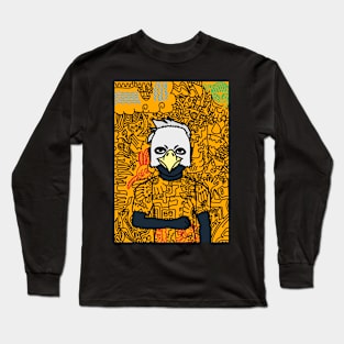 Z NFT - Doodle Magic: Male Character with Dark Blue Tones and Mysterious Animal Eyes Long Sleeve T-Shirt